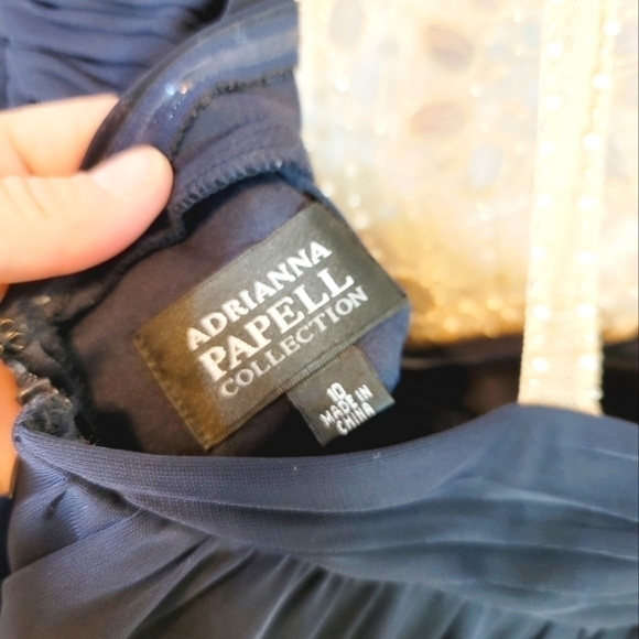 ADRIANNA PAPELL COLLECTION BEADED HALTER MAXI DRESS, SZ 10 - Picture 10 of 16